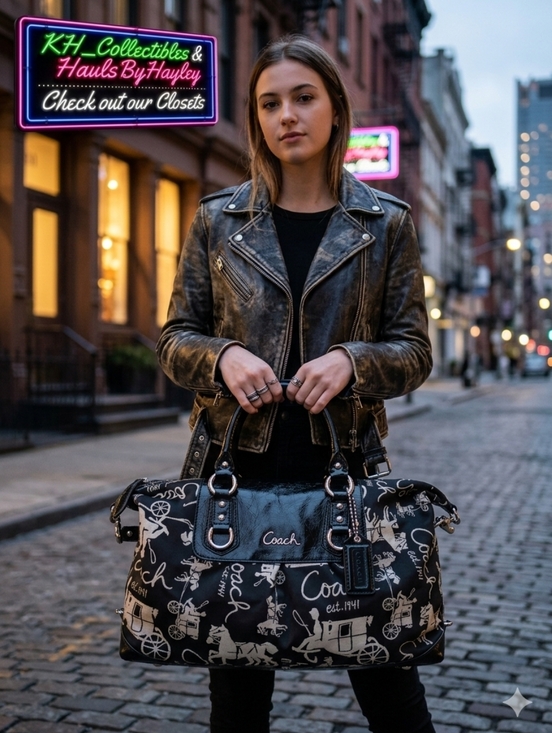 Coach Handbags - 2010 Coach Ashley Horse & Carriage Satchel Black Sateen & Patent Leather
